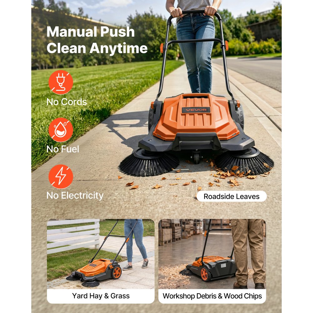 Käsitsi lükatav põrandapühkija (65 cm, 18,9 L, oranž) – toote pilt 2