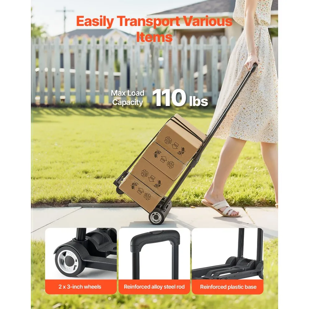 Kokkupandav pagasikäru (49,9 kg kandevõime, 2 ratast, elastiknöör) – toote pilt 1