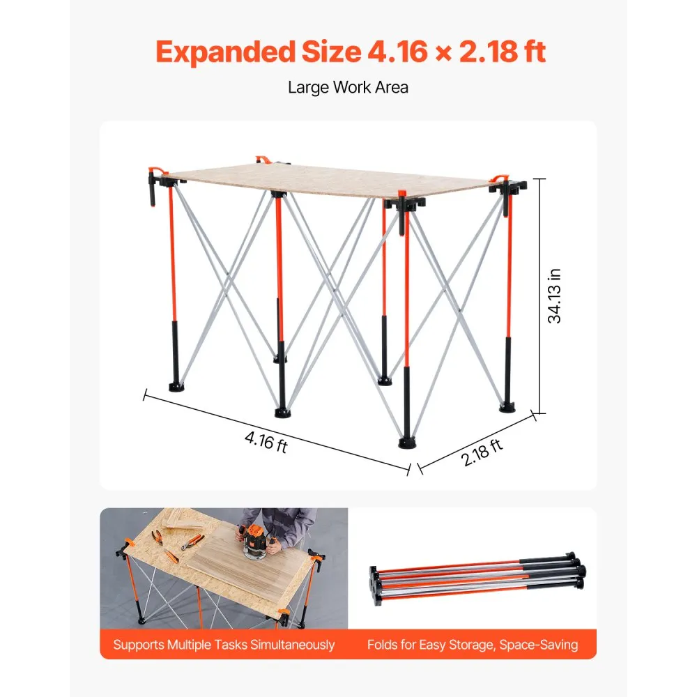 Kokkupandav töölaud (126,7×66,5 cm, 1135 kg kandevõime) – toote pilt 3
