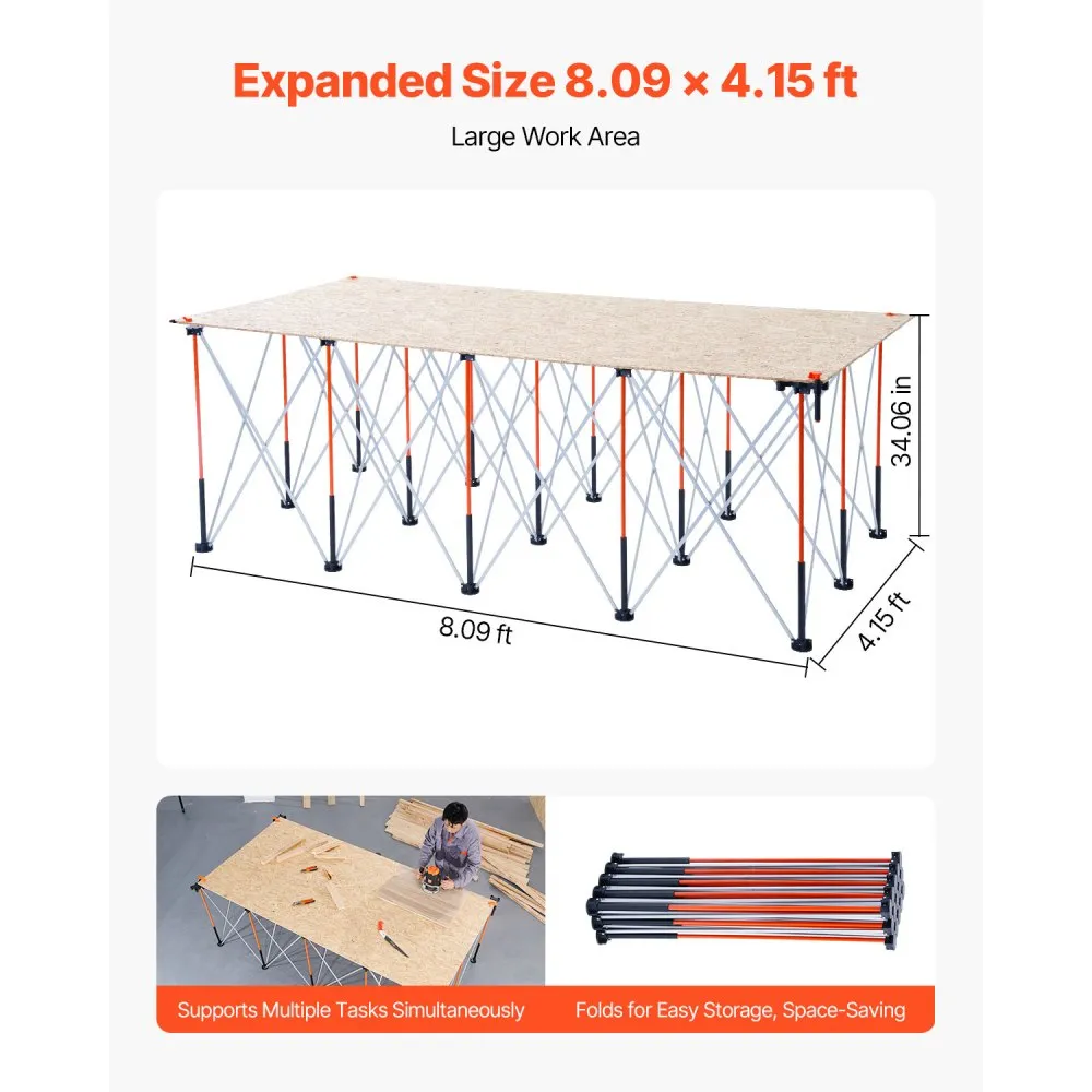 Kokkupandav töölaud (244,5 x 125,5 cm, 2724 kg kandevõime) – toote pilt 3