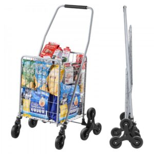 kokkupandav trepikäru 45 L – Kokkupandav trepikäru (45 L, 360° pöörlevad rattad, hõbedane)