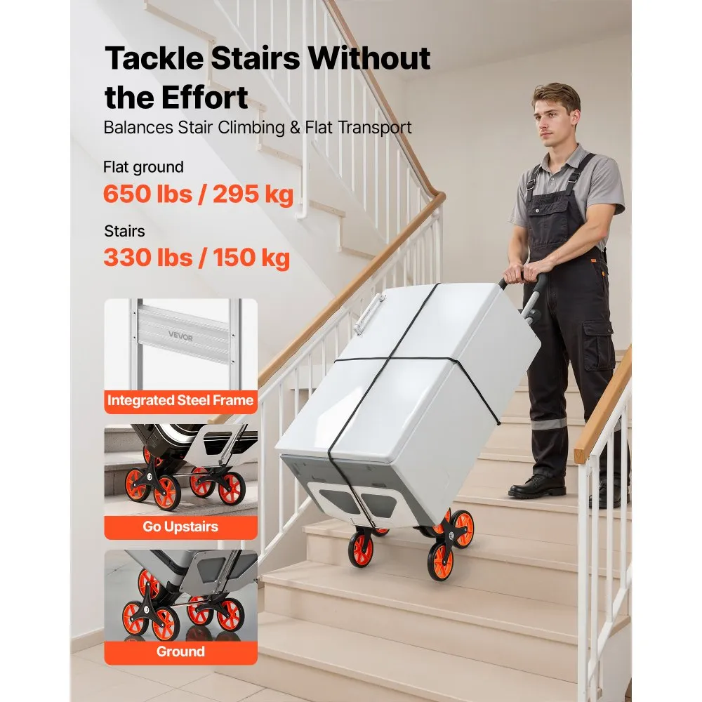 Kokkupandav Treppidel Liikumise Käru (150 Kg, Alumiinium, 6 Ratast) – toote pilt 1