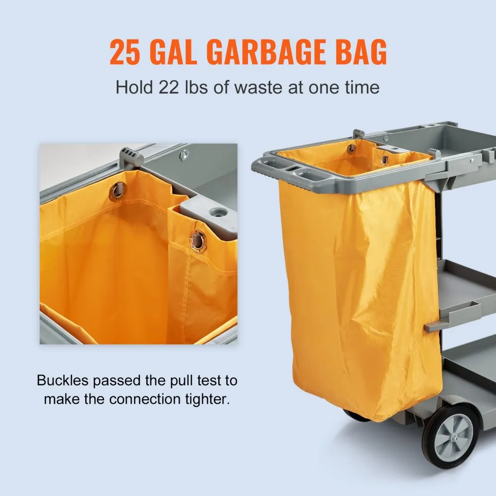 Kolme Riiuliga Koristuskäru (200 kg Kandevõime, 95 L Kott, 120×51×98 cm) – toote pilt 3