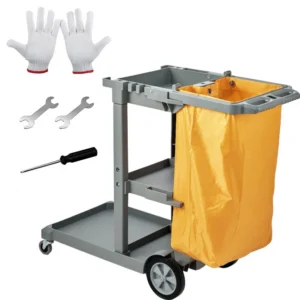 kolme riiuliga koristuskäru 200 kg – Kolme Riiuliga Koristuskäru (200 kg Kandevõime, 95 L Kott, 120×51×98 cm)