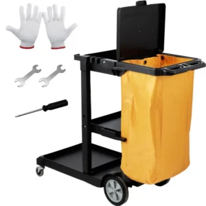 kolme riiuliga koristuskäru 90,7 kg – Kolme Riiuliga Koristuskäru (90,7 Kg Kandevõime, 95 L Kott, 120 x 51 x 98 Cm)