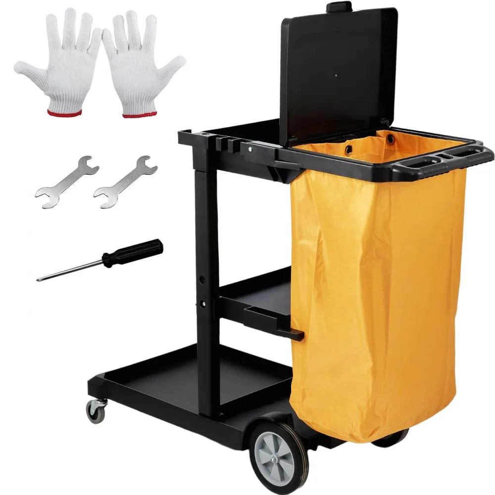 kolme riiuliga koristuskäru 90,7 kg – Kolme Riiuliga Koristuskäru (90,7 Kg Kandevõime, 95 L Kott, 120 x 51 x 98 Cm)