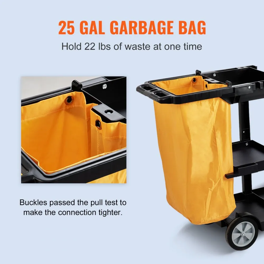Kolme Riiuliga Koristuskäru (90,7 Kg Kandevõime, 95 L Kott, 120 X 51 X 98 Cm) – toote pilt 3