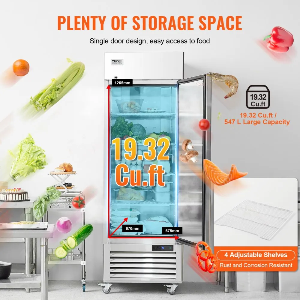 Kommertskülmik 570 L, 1 Uks, 3 Riiulit, 4 Ratast, 28.4-8 °C Temp Kontroll – toote pilt 3
