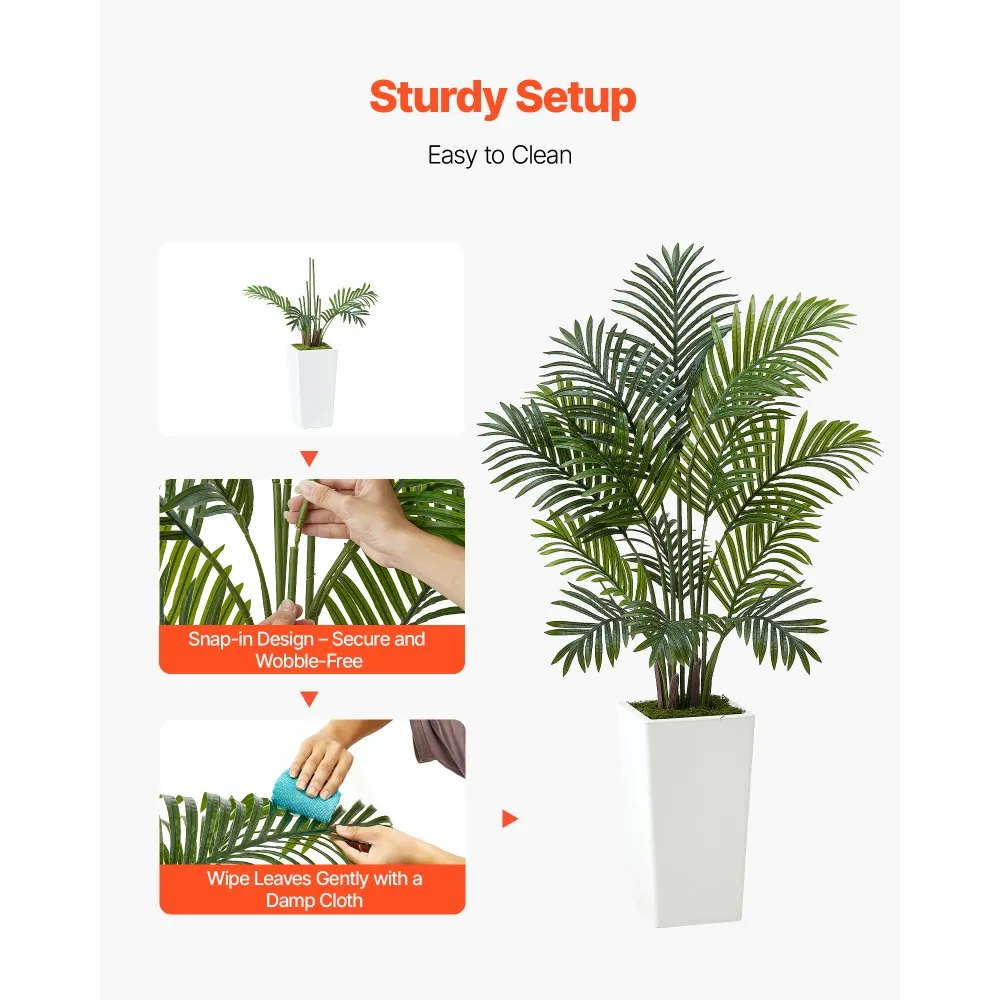 Kunstlik Areka Palm (122 cm, 2 tk, Valge Kõrge Lillepotiga) – toote pilt 3