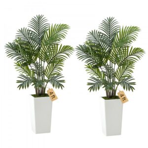 kunstlik areka palm 121,9 cm – Kunstlik Areka Palm (122 cm, 2 tk, Valge Kõrge Lillepotiga)