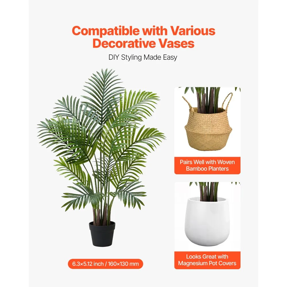 Kunstlik Areka Palm (122 cm, 2 tk, Valge Kõrge Lillepotiga) – toote pilt 4