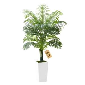kunstlik areka palm 152,4 cm – Kunstlik Areka Palm (152,4 Cm, Valge Kõrge Lillepott, PE Materjal)