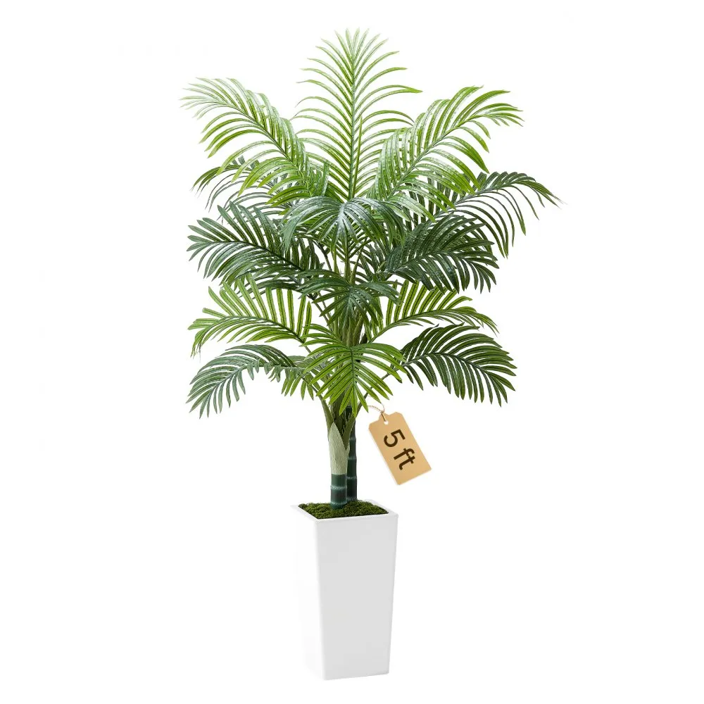 kunstlik areka palm 152,4 cm – Kunstlik Areka Palm (152,4 Cm, Valge Kõrge Lillepott, PE Materjal)