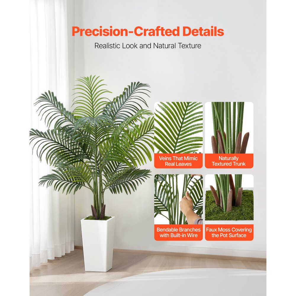 Kunstlik areka palm (152,4 cm, valge kõrge taimekast, sise- ja välitingimustesse) – toote pilt 1