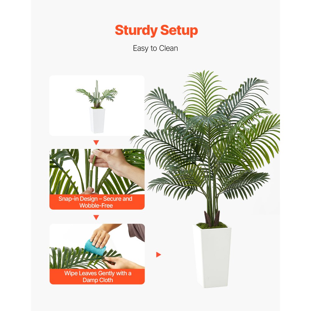 Kunstlik areka palm (152,4 cm, valge kõrge taimekast, sise- ja välitingimustesse) – toote pilt 3