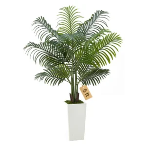kunstlik areka palm valge taimekast – Kunstlik areka palm (152,4 cm, valge kõrge taimekast, sise- ja välitingimustesse)