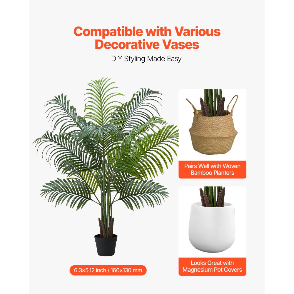 Kunstlik areka palm (152,4 cm, valge kõrge taimekast, sise- ja välitingimustesse) – toote pilt 4