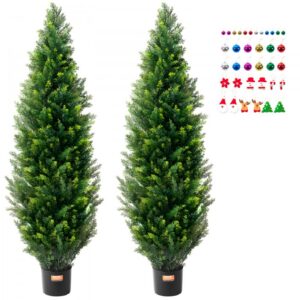 kunstlikud kadakapuu topiaarid UV-kaitsega – Kunstlikud Kadakapuu Topiaarid (152,4 Cm, 2 Tk, UV-Kaitsega)