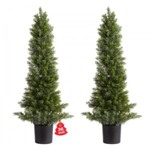 kunstlikud kadakapuu topiaarid ilmastikukindel – Kunstlikud Kadakapuu Topiaarid, 2 Tk 91,4 Cm, Lihtne Paigaldus Dekoratsiooniks