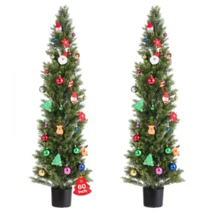 kunstlikud seedri topiaarid 152cm – Kunstlikud Seedri Topiaarid, 2 Tk 152 cm, Lihtne Paigaldus Dekoratsiooniks