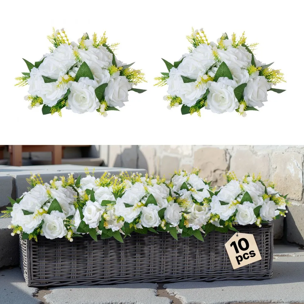 kunstlillede kera 24 cm – Kunstlillede Kera 10 Tk, 24 Cm Läbimõõt, Pulma Keskosad, Valge