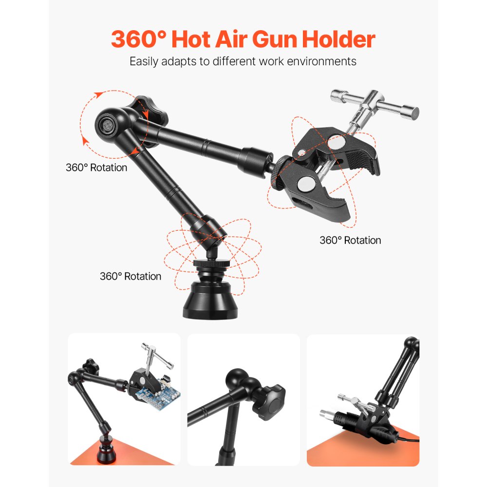 Magnetiline jootmisjaam 360° kuumaõhupüstoli hoidikuga (310 mm pikkused, 150 mm lühikes… – toote pilt 1