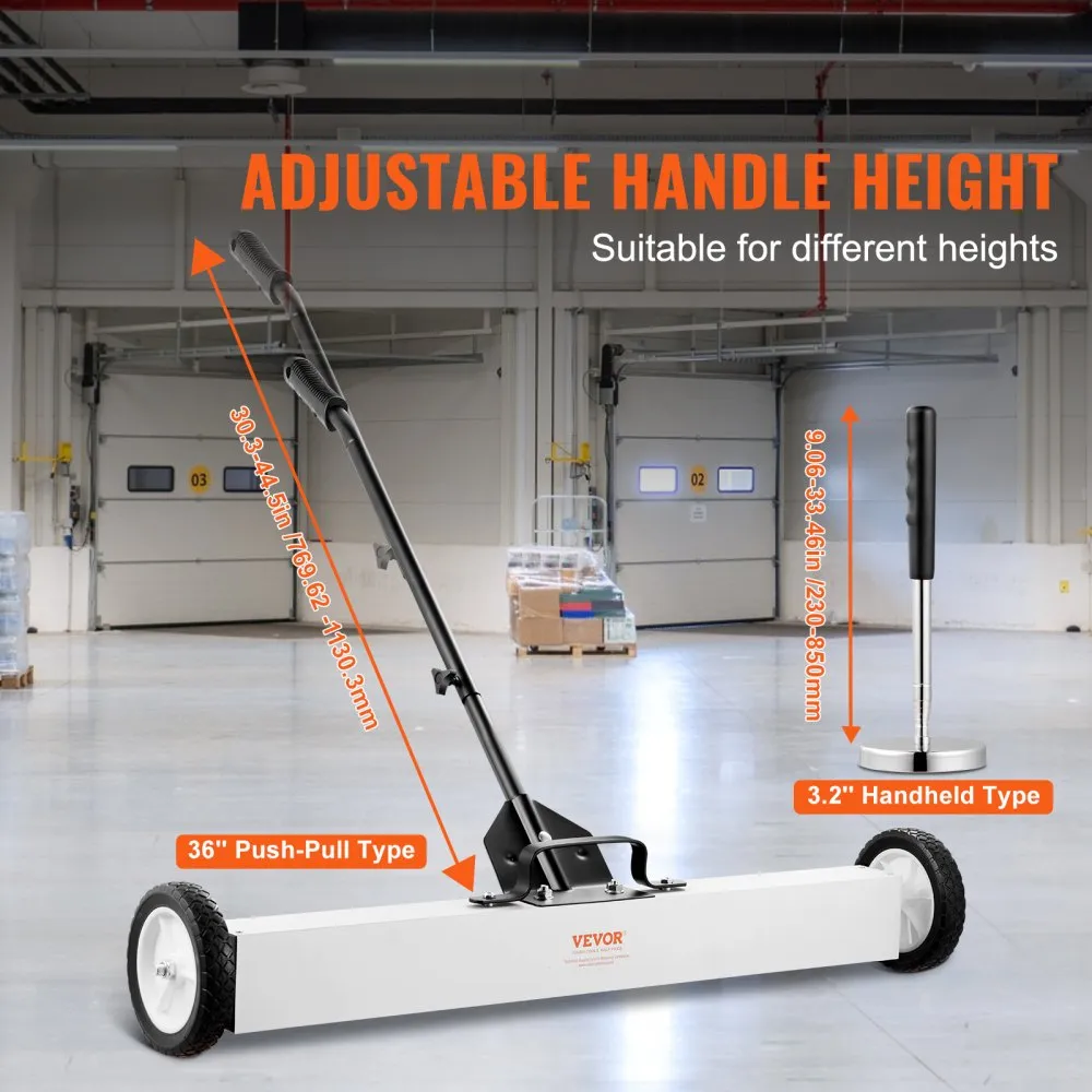 Magnetpühkija ratastega (91,4 cm, 25 kg kandevõime, reguleeritav käepide) – toote pilt 2