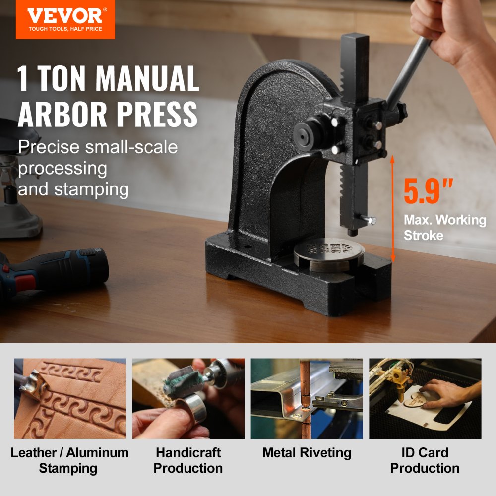 Manuaalne Võllipress (1 Tonni, 15 cm Käik, 22.5 cm Rammi Pikkus) – toote pilt 1