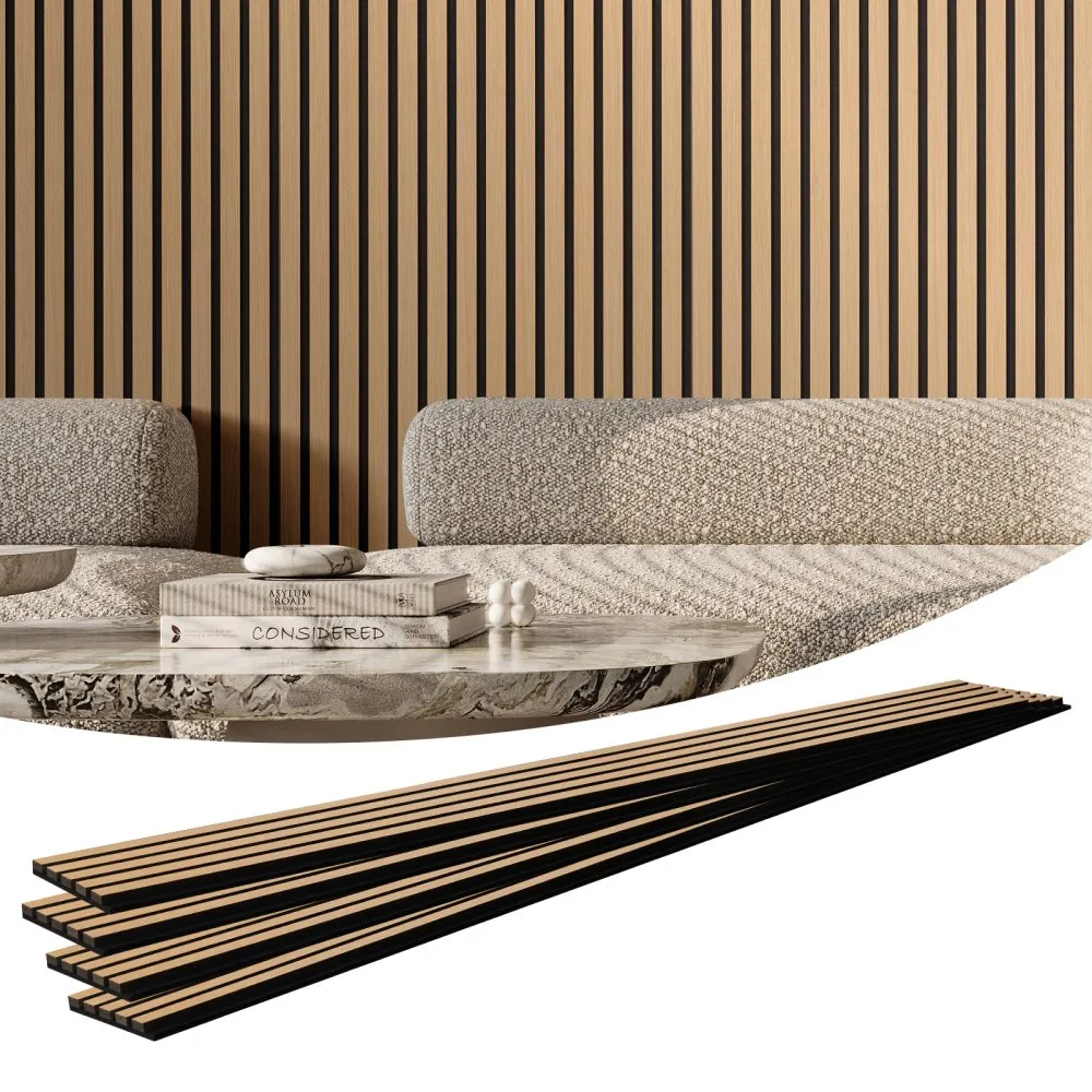 mdf puidust akustilised paneelid – MDF Puidust Akustilised Paneelid (20,8 m², Hele Tamm, 240×20 cm)