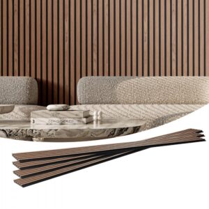 MDF akustilised paneelid pähkel – MDF Puitribadega Akustilised Paneelid (7,9 x 240 cm, Pähkel)
