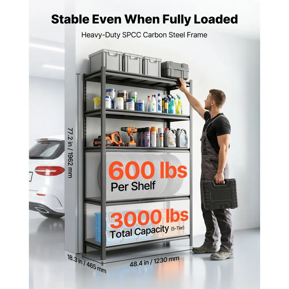 Metallist Hoiuriiul (5 Tasandit, 1360,8 Kg Kandevõime, 123×46,5×196,2 Cm) – toote pilt 1