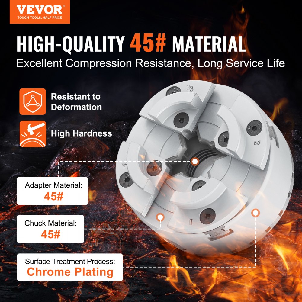 Metallitreipingi Padrun (φ96 Mm, 32-70 Mm Sisekinnitus, 45-86 Mm Väliskinnitus) – toote pilt 1