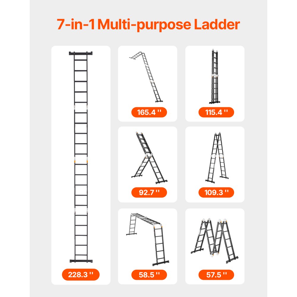 Mitmeotstarbeline Kokkupandav Redel, 7-Ühes-1, 228,3 cm, 150 kg – toote pilt 1