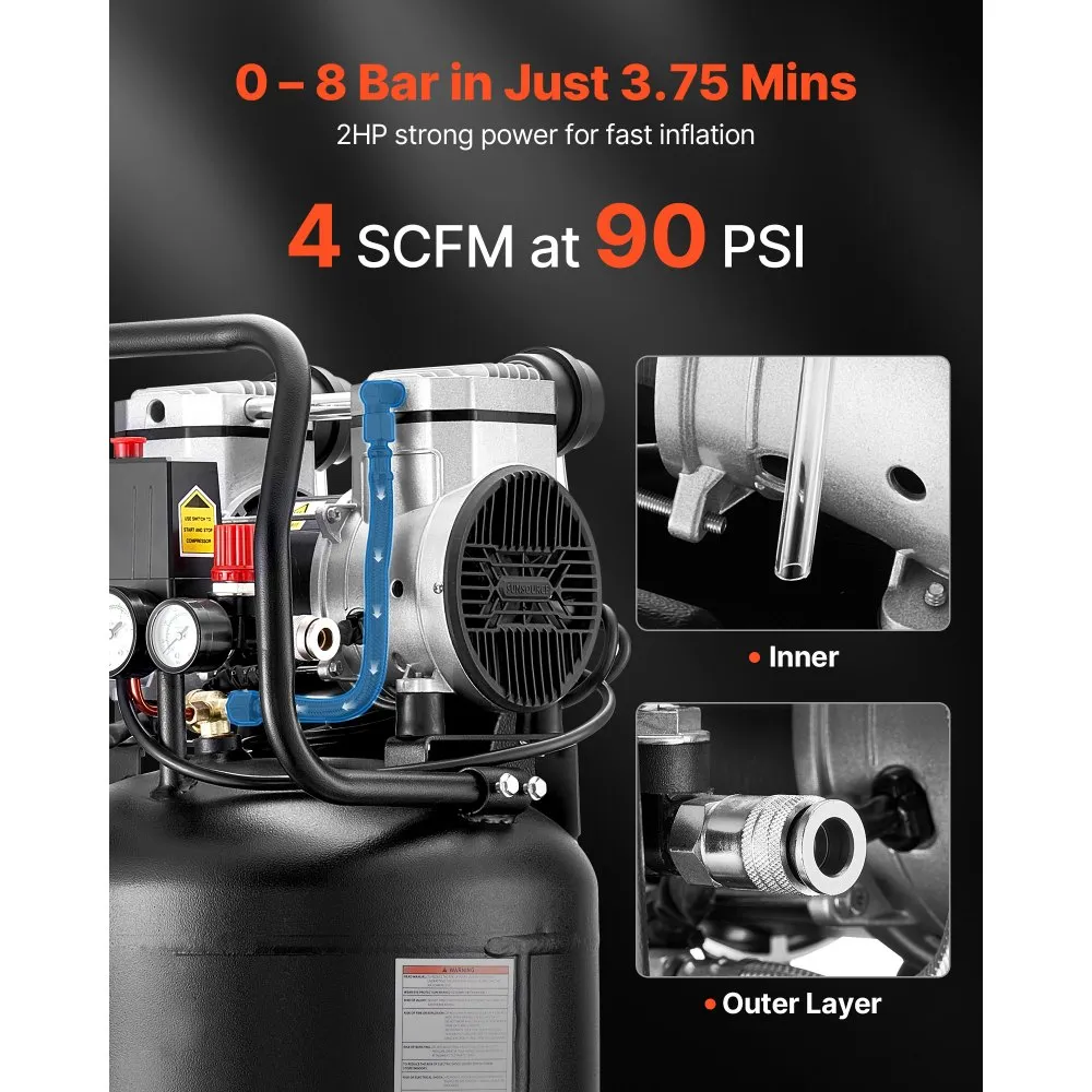Õlivaba õhukompressor (50 L, 1,5 kW, 8 bar) – toote pilt 1