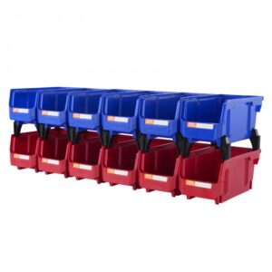 plastikust hoiukastid 12 tk – Plastikust hoiukastid (27,6 x 13,9 x 12,8 cm, 12 tk, sinine/punane)