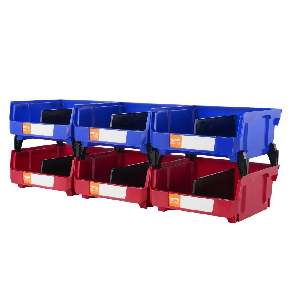 plastikust hoiukastid 6 tk – Plastikust hoiukastid (27,6 x 27,9 x 12,8 cm, 6 tk, sinine/punane)