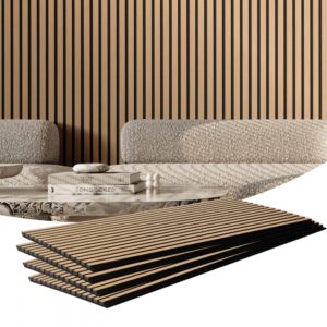 puidust ribidega akustilised paneelid – Puidust Ribidega Akustilised Paneelid (60×120 Cm, MDF, Hele Tamm)