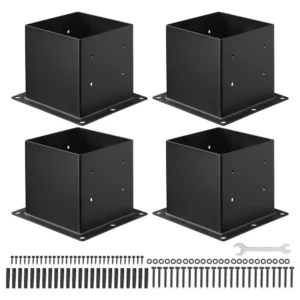 pulbervärvitud postikinnitus süsinikteras – Pulbervärvitud postikinnitus (92x92 mm, 4 tk, süsinikteras)
