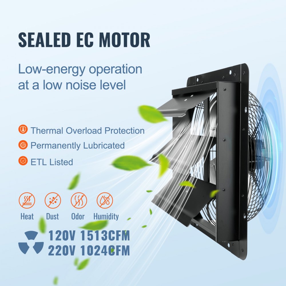 Seinapealne ventilatsiooni- ja jahutusventilaator (356 mm, 1024 m³/h, EC-mootor) – toote pilt 3