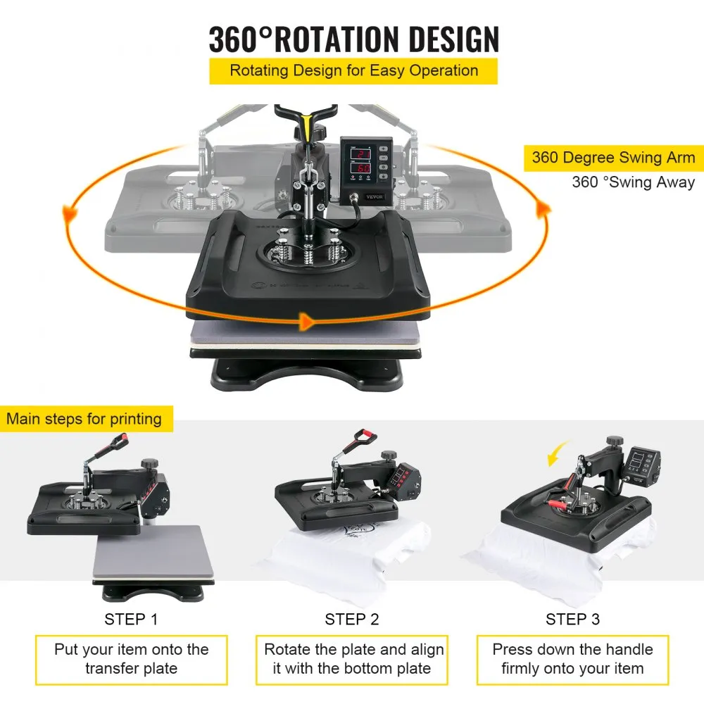 Sublimatsioon Kuumpress (1000 W, 38 x 38 Cm, 360° Pöörlev) – toote pilt 4