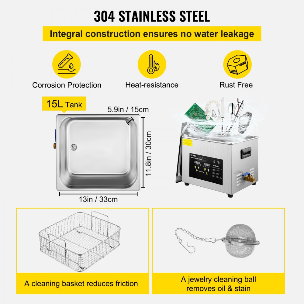 Täiustatud Ultrahelipuhasti (15 L, 600 W Soojendi, 360 W Ultraheli) – toote pilt 4