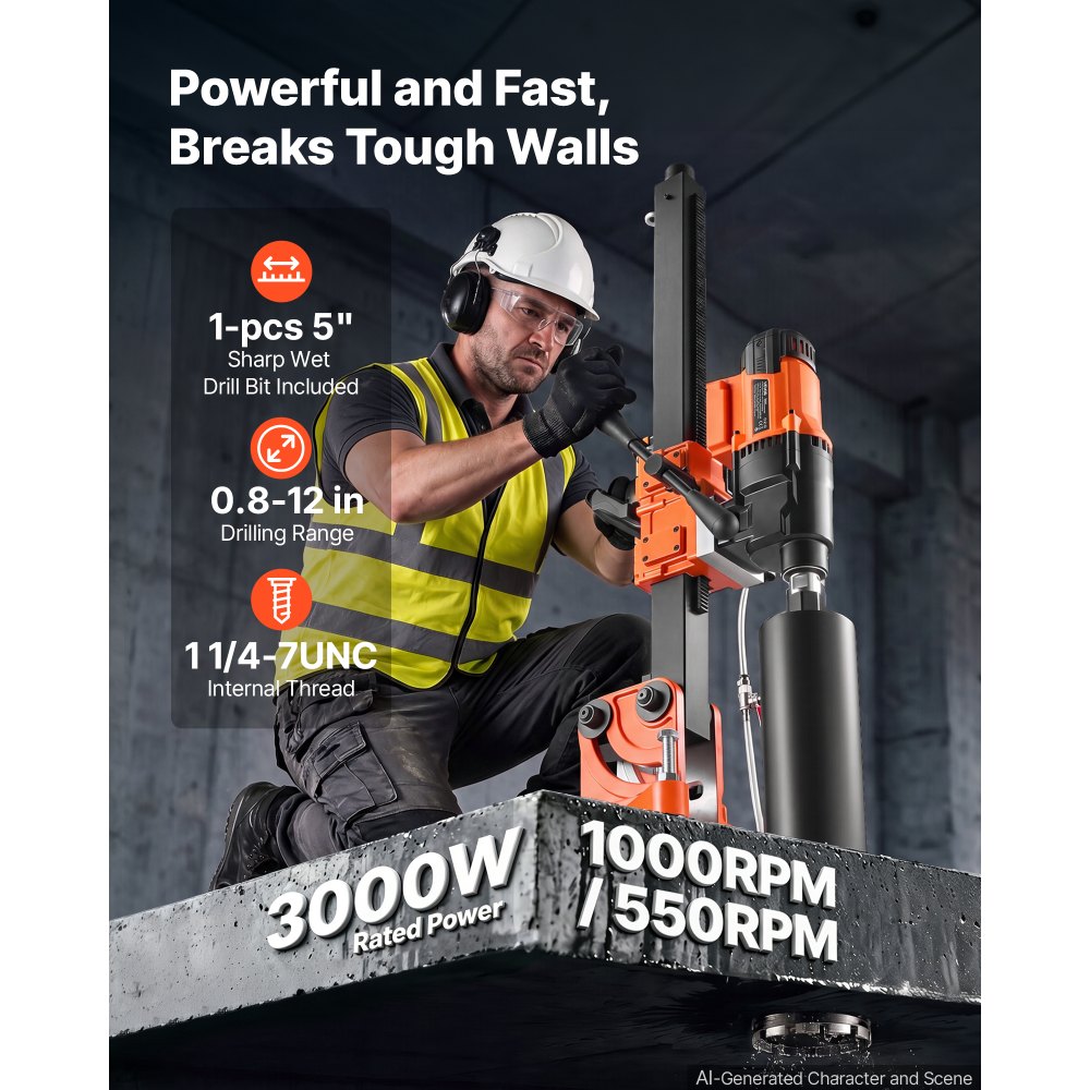 Teemantpuurimismasin (3000 W, 20-305 mm, 1000/550 P/Min) – toote pilt 1