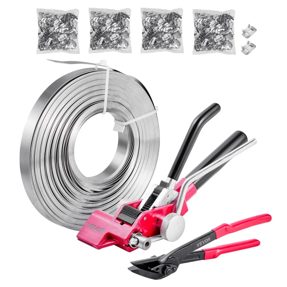 terasest pakkimiskomplekt 19 mm – Terasest Pakkimiskomplekt (19 Mm, 122 M Rihmad, 400 Metallklambrit)