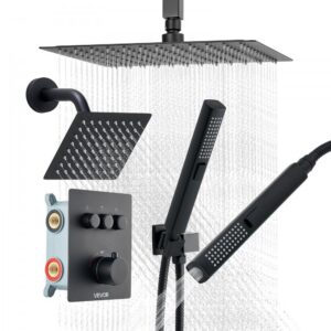 termostaatiline dušikomplekt vihmadušš – Termostaatiline dušikomplekt (305 mm laedušš, 152 mm seinadušš, 2-ühes käsidušš)