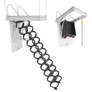 tõmmatav pööningutrepp 299,4 kg – Tõmmatav Pööningutrepp (299,4 Kg Kandevõime, 2,59-2,87 M Kõrgus, 100×70 Cm Ava)