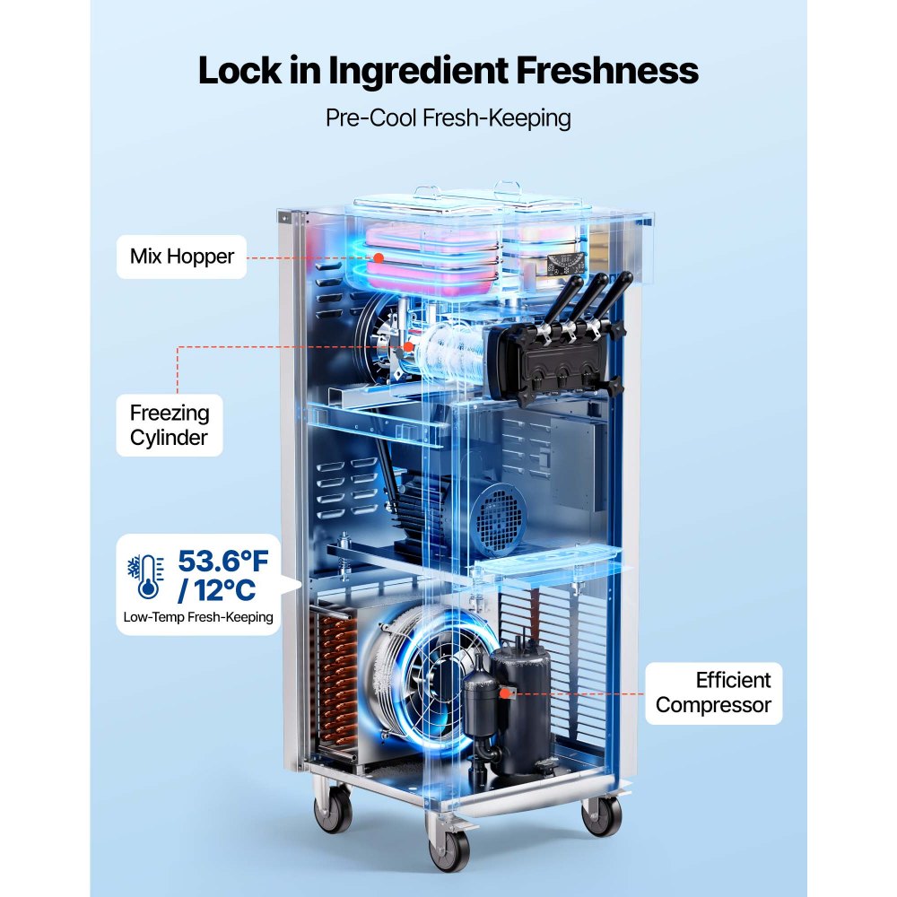 Tööstuslik Jäätisemasina (2200 W, 20-28 L/h, 3 Maitset) – toote pilt 1
