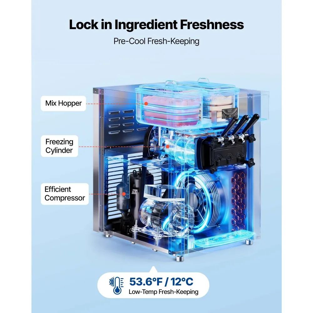 Tööstuslik Jäätisemasina (2200 W, 20-28 L/h, 3 Maitset) – toote pilt 1