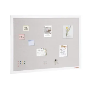valge linase pinnaga teadetetahvel – Valge Linase Pinnaga Teadetetahvel (122×91 Cm, MDF Raam)