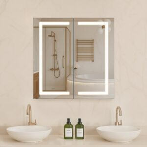 valgustatud peegelkapp LED vannituba – Valgustatud peegelkapp (65 x 65 cm, LED, kolm värvi)