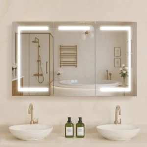 valgustusega ravimikapp peegliga LED – Valgustusega ravimikapp peegliga (100×60 cm, LED, 2 reguleeritavat riiulit)